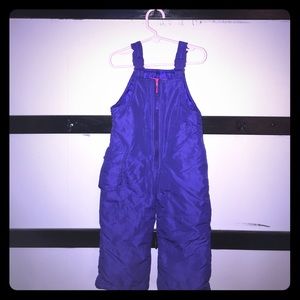Girls purple snow pant adjustable overalls